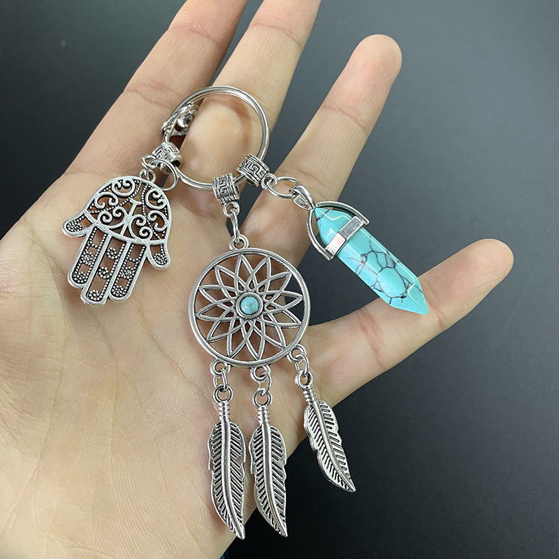 Wholesale Turquoise Green Dream Catcher Alloy Keychain